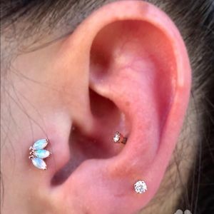 BVLA Opal and Rose Gold Lotus Stud Earring